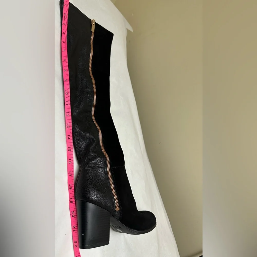 NWOT; NEW; Bar lll Over The Knee Leather Suede Zipper Party Boot Black/Rose Gold